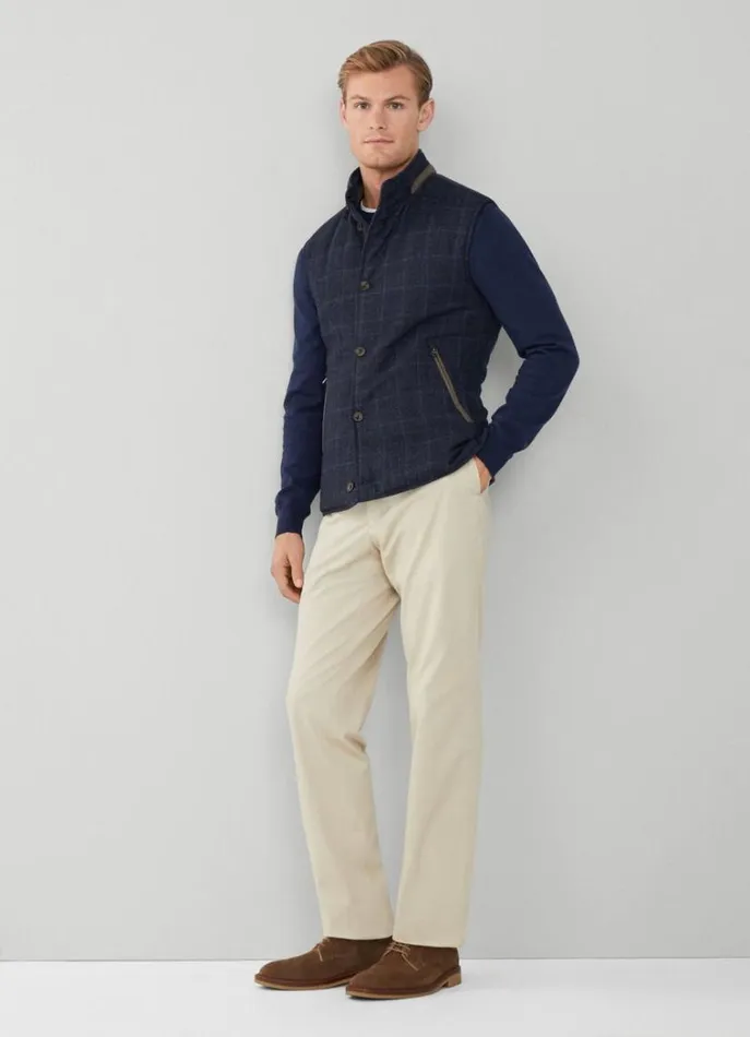 Men Gilets Hackett London Reversible Wool And Nylon Gilet Navy