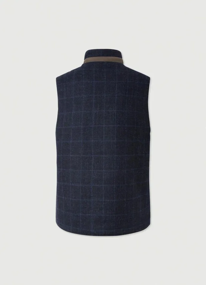 Men Gilets Hackett London Reversible Wool And Nylon Gilet Navy
