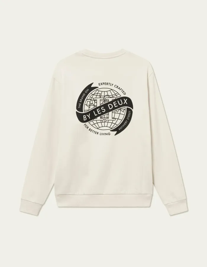 Men Globe Sweatshirt 8211 IvoryBlack Les Deux HoodiesSweatshirts