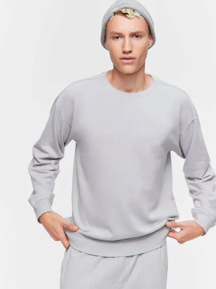 Men Grey Fleece Sweater Grey Peter Alexander Tops