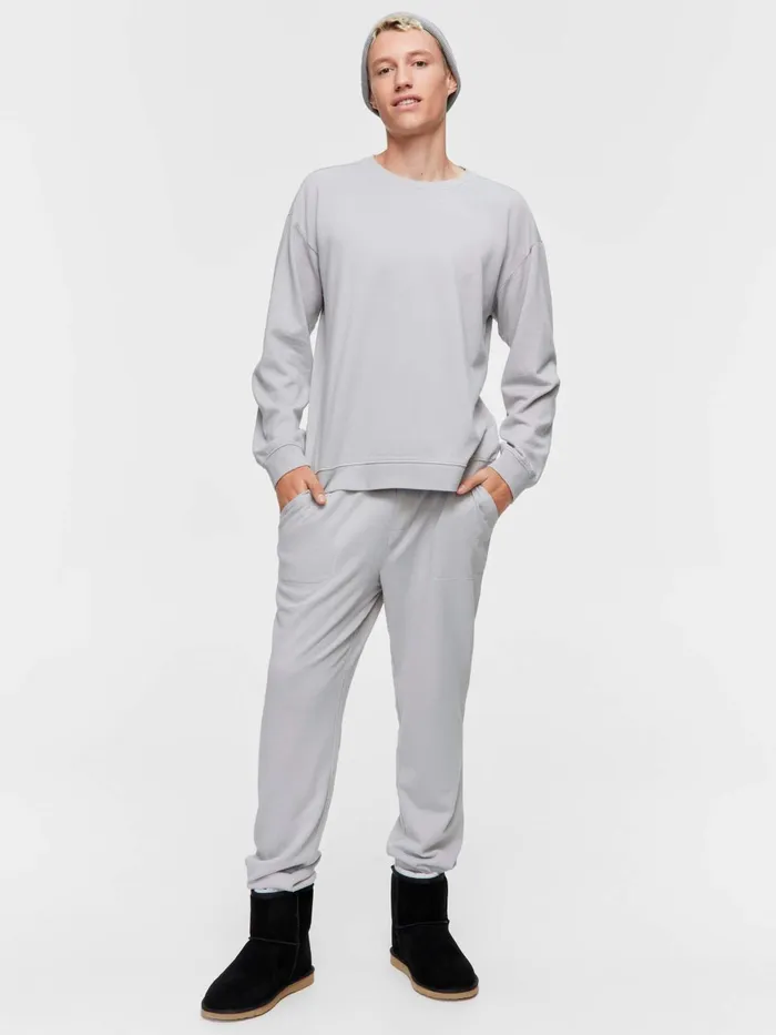Men Grey Fleece Sweater Grey Peter Alexander Tops