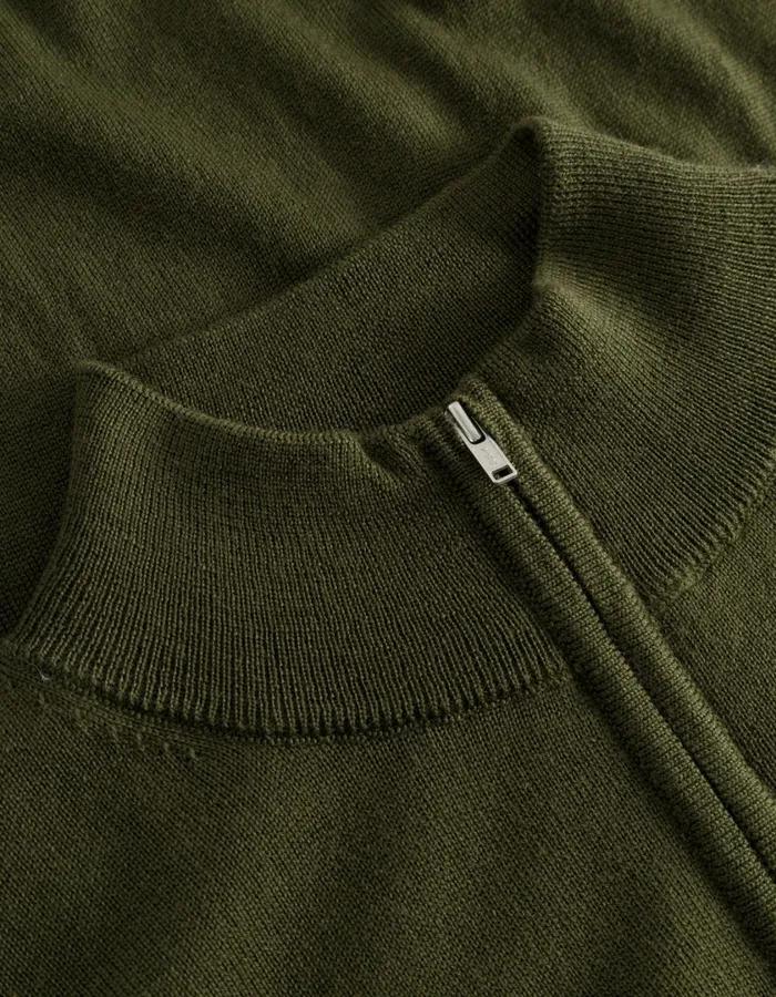 Men Greyson HalfZip Merino Knit 8211 Chive Green Les Deux Knitwear