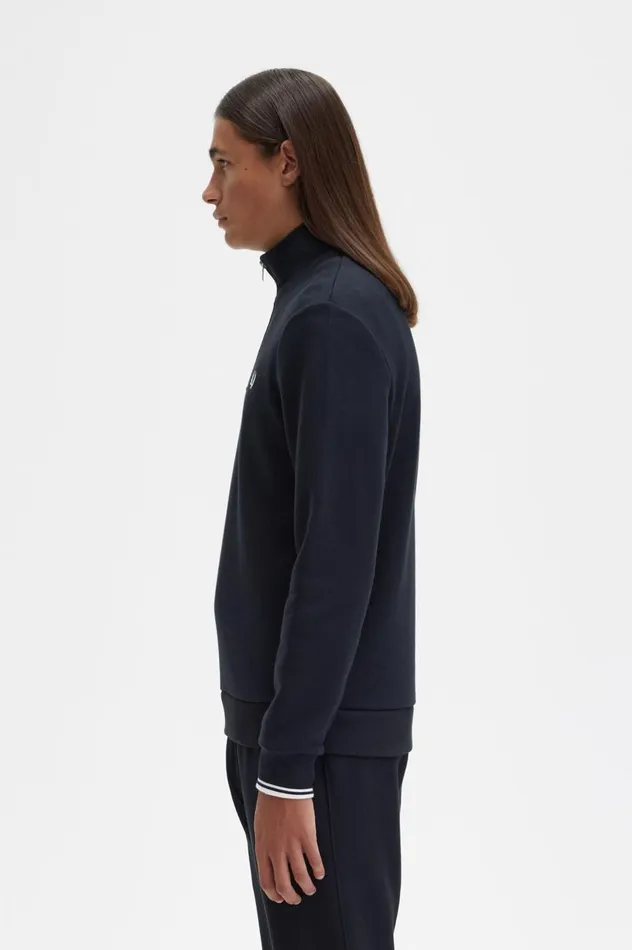 Men Half Zip Sweatshirt Black Fred Perry Sweatshirts