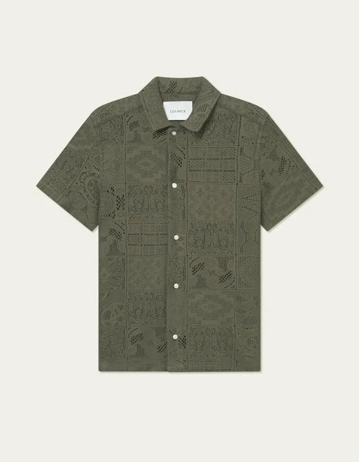 Men Hector Lace SS Shirt 8211 Olive Night Les Deux ShirtsOvershirts