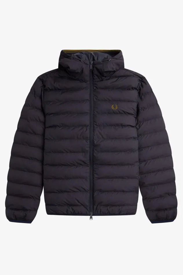Men Hooded Insulated Jacket Navy Fred Perry Coats and Jackets
