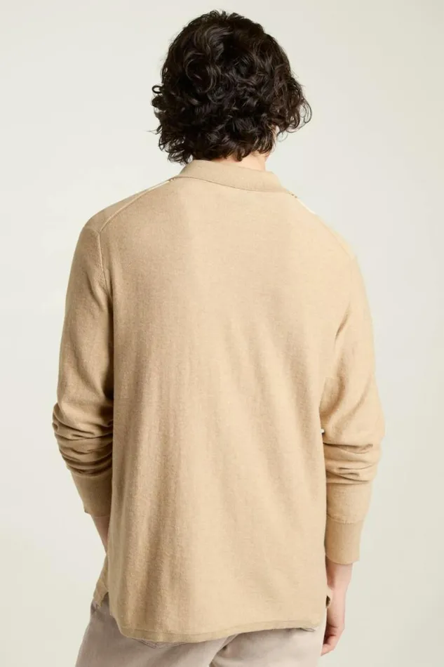 Men Hudson Long Sleeve Sweater Polo Camel Cotton Cashmere Stripe Bonobos Cardigans