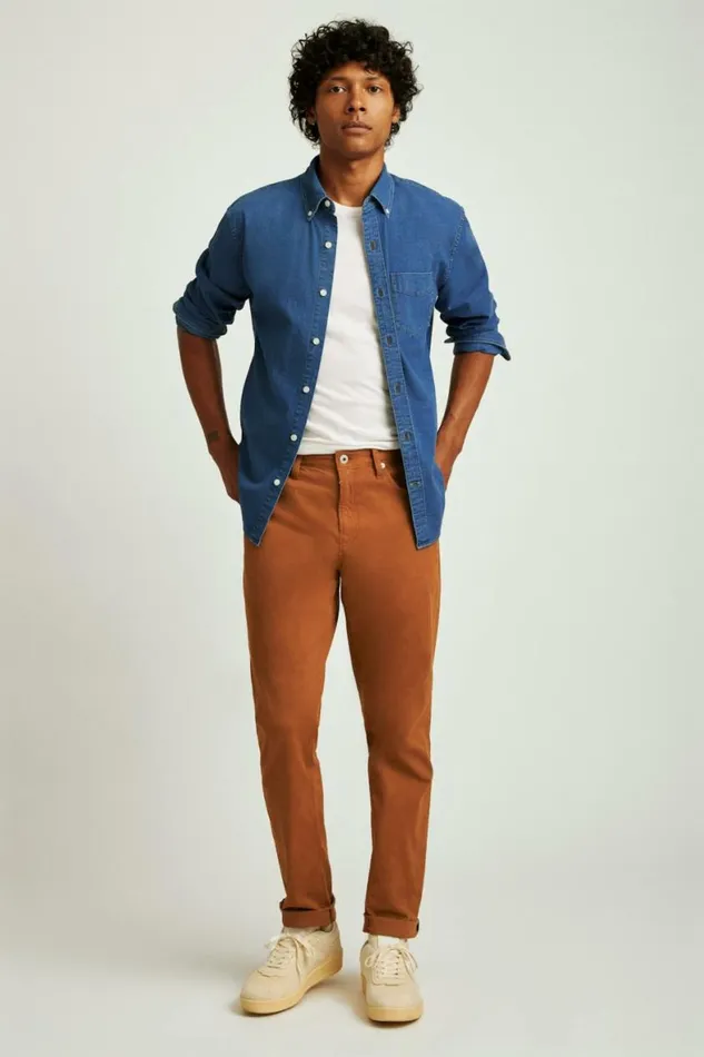 Men Italian Brushed 5Pocket Pants Sequoia Brown Bonobos Jeans