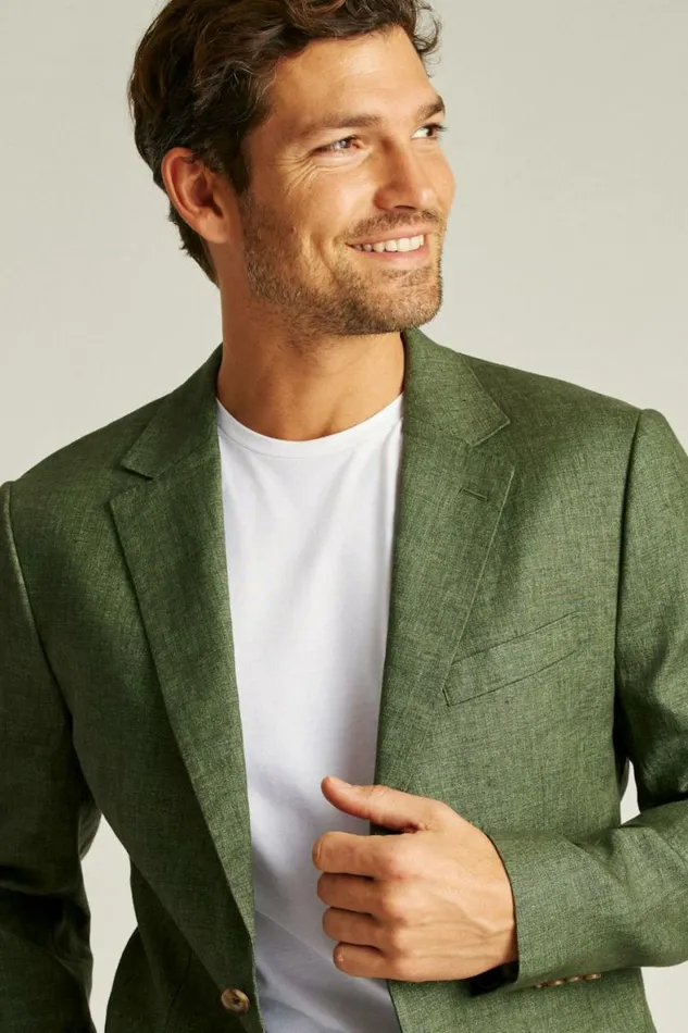 Men Italian Stretch Linen Suit Jacket Forest Green Bonobos Blazers and Sport Coats