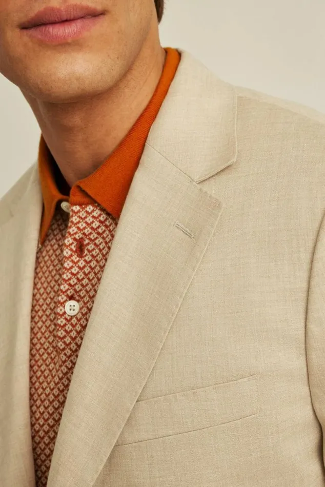 Men Italian Stretch Linen Suit Jacket Khaki Linen Bonobos Blazers and Sport Coats