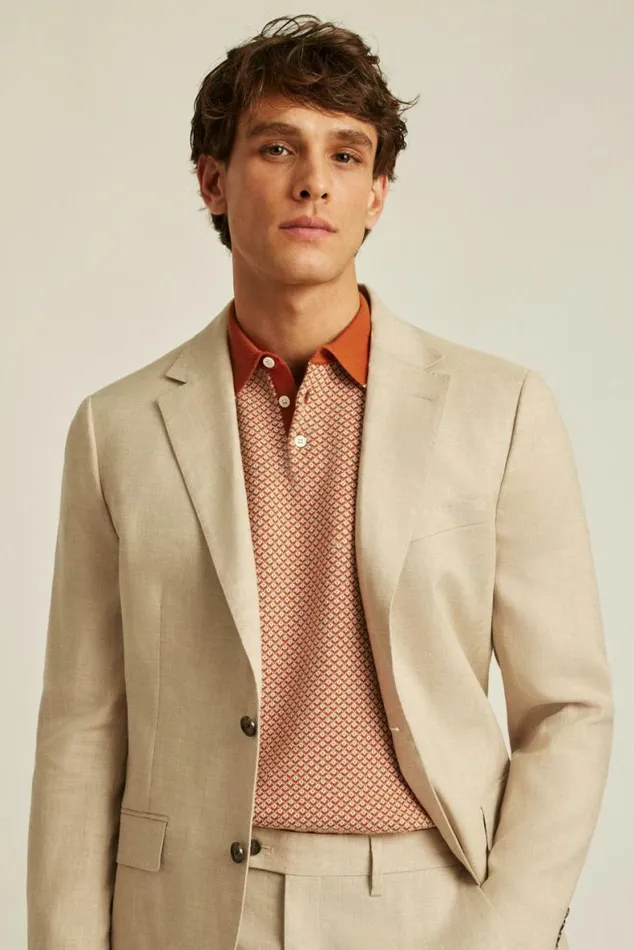 Men Italian Stretch Linen Suit Jacket Khaki Linen Bonobos Blazers and Sport Coats