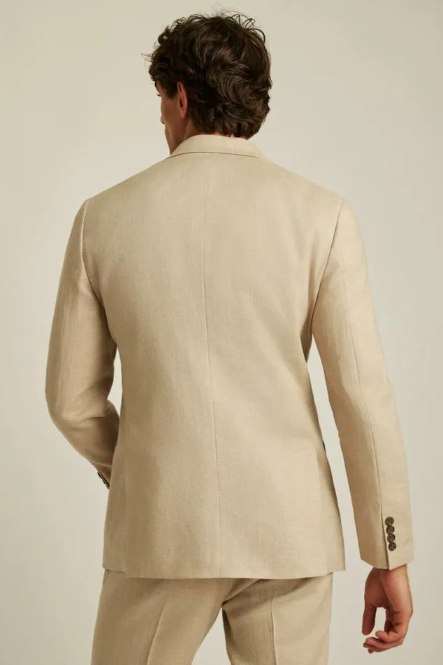 Men Italian Stretch Linen Suit Jacket Khaki Linen Bonobos Blazers and Sport Coats