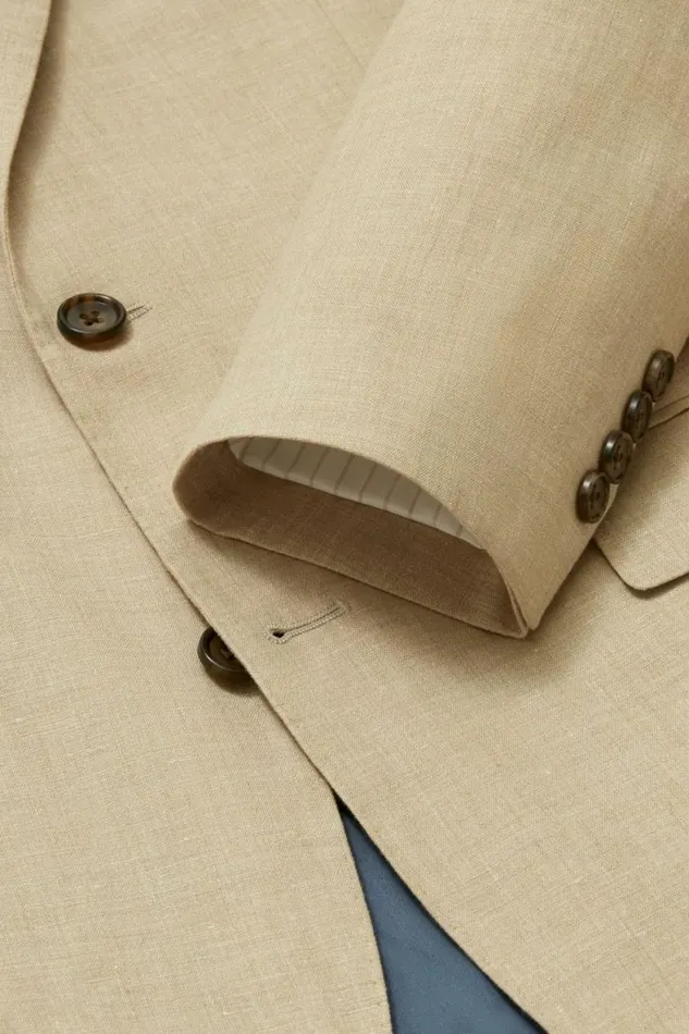 Men Italian Stretch Linen Suit Jacket Khaki Linen Bonobos Blazers and Sport Coats
