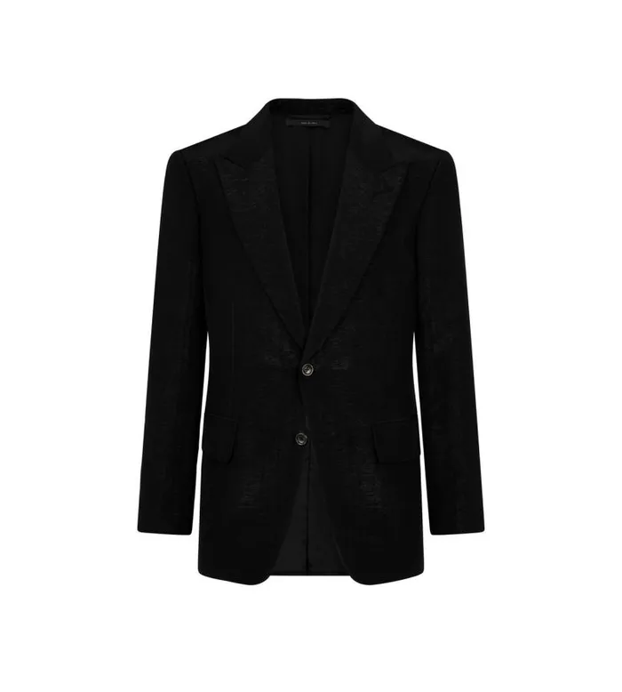 Men Jackets Tom Ford Metallic Slub Moire Shelton Jacket Black