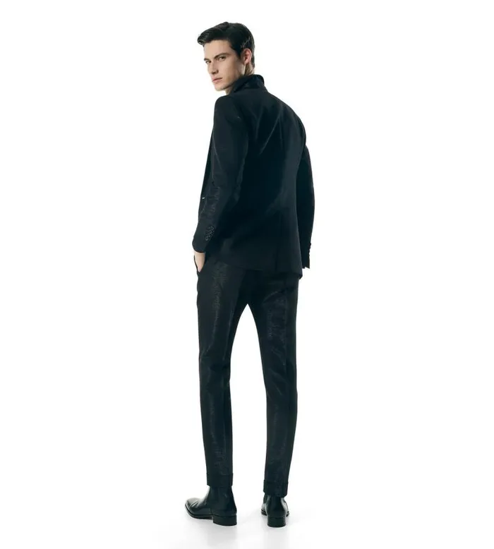 Men Jackets Tom Ford Metallic Slub Moire Shelton Jacket Black