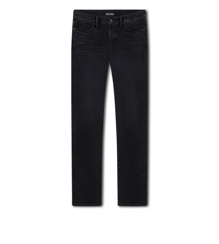 Men Jeans Tom Ford Japanese Selvedge Slim Fit Denim Black