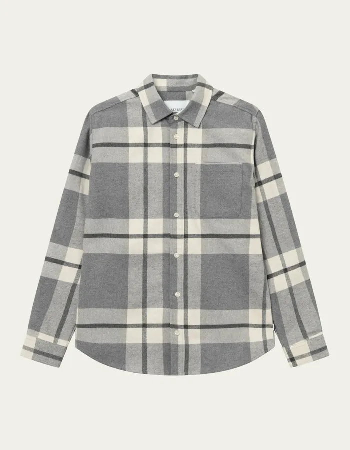 Men Jeremy Flannel Shirt 8211 Snow MelangeLight Grey Melange Les Deux ShirtsOvershirts Men Jeremy Flannel Shirt 8211 Snow MelangeLight Grey Melange Les Deux ShirtsOvershirts