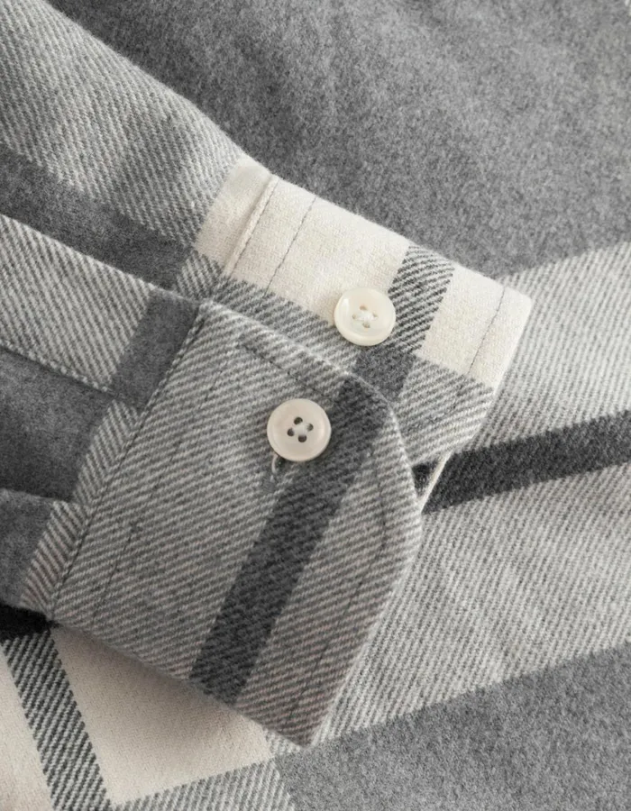 Men Jeremy Flannel Shirt 8211 Snow MelangeLight Grey Melange Les Deux ShirtsOvershirts