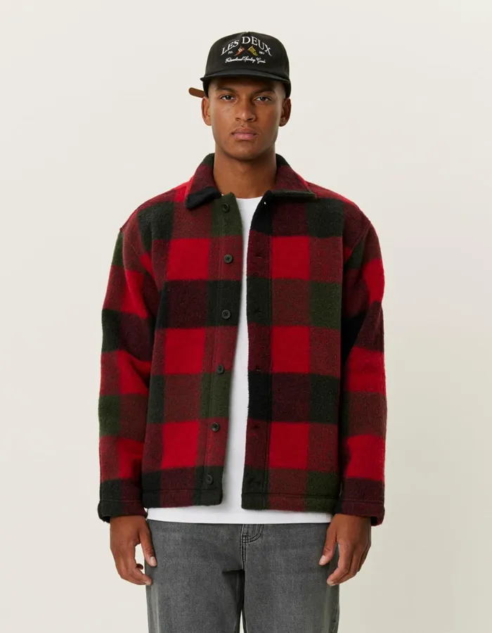 Men Jermaine Overshirt 8211 RosinSalsa Red Les Deux ShirtsOvershirts