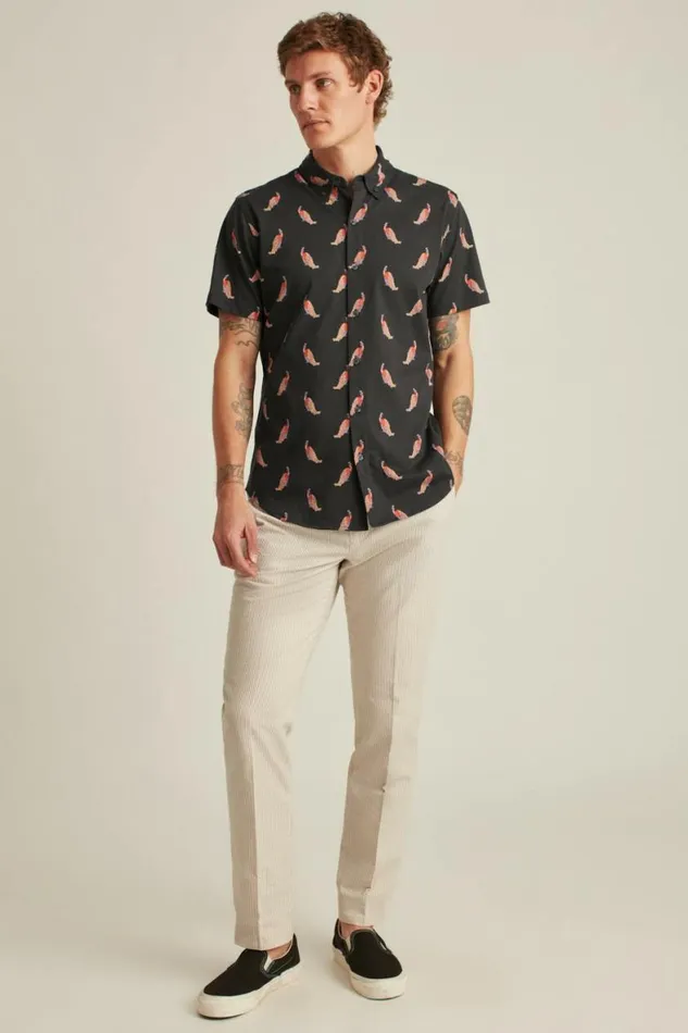 Men Jersey Riviera Shirt Peacock A Doodles Bonobos Short Sleeve Shirts