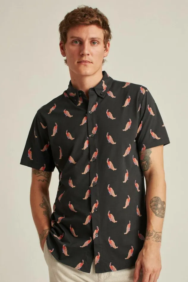 Men Jersey Riviera Shirt Peacock A Doodles Bonobos Short Sleeve Shirts