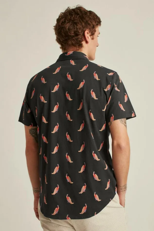 Men Jersey Riviera Shirt Peacock A Doodles Bonobos Short Sleeve Shirts
