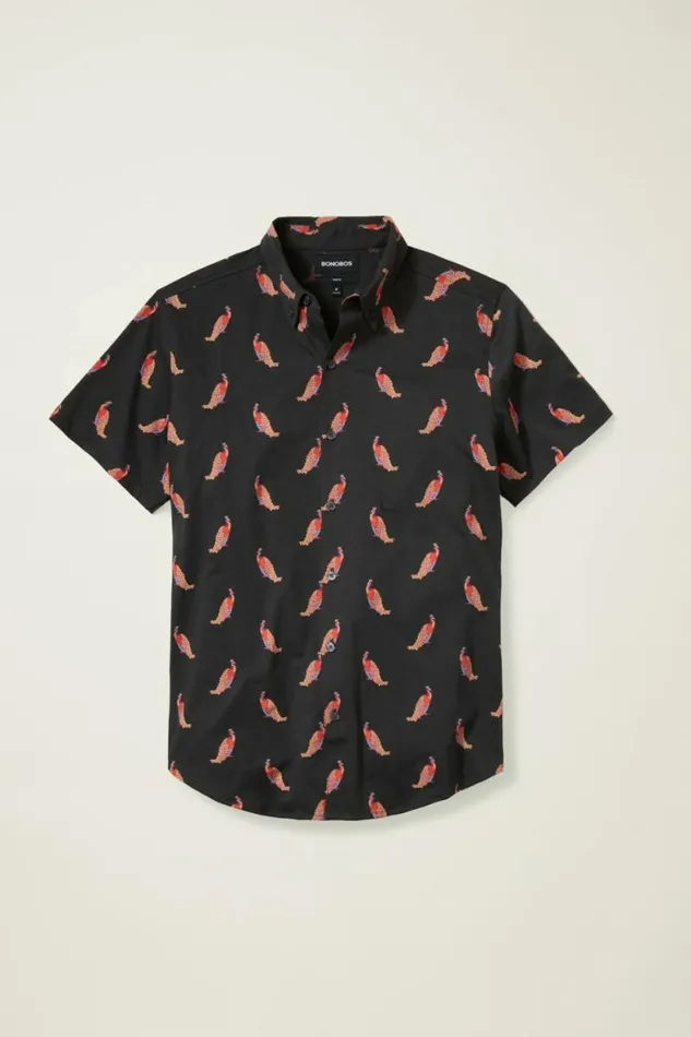 Men Jersey Riviera Shirt Peacock A Doodles Bonobos Short Sleeve Shirts
