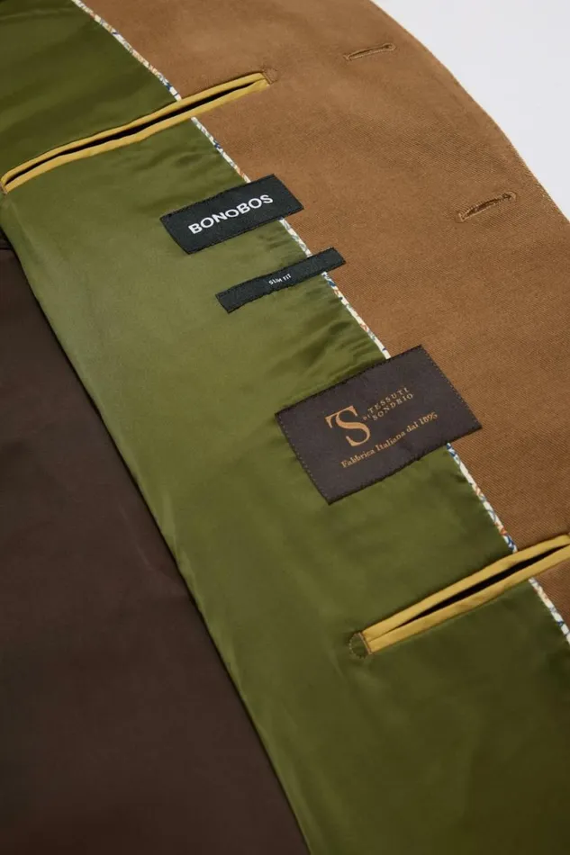 Men Jetsetter Italian Brushed Cotton Blazer British Khaki Bonobos Blazers and Sport Coats