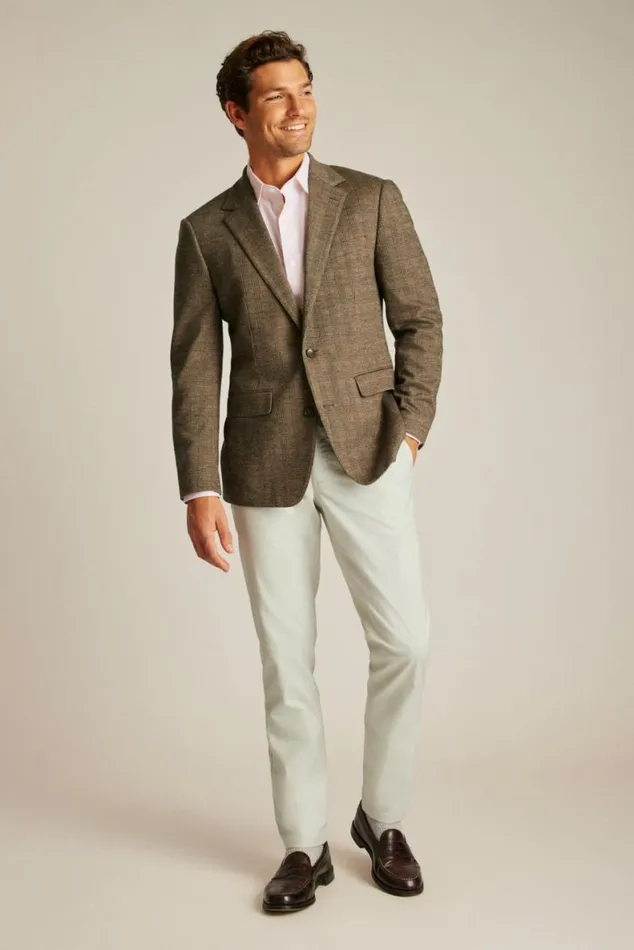 Men Jetsetter Knit Blazer Brown Glen Plaid Bonobos Blazers and Sport Coats