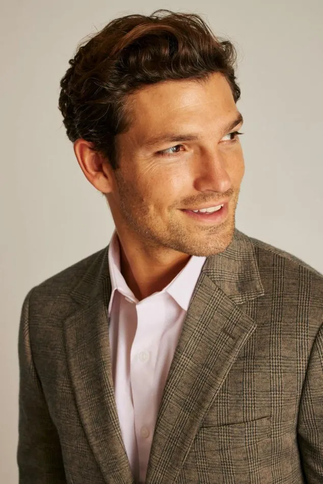 Men Jetsetter Knit Blazer Brown Glen Plaid Bonobos Blazers and Sport Coats
