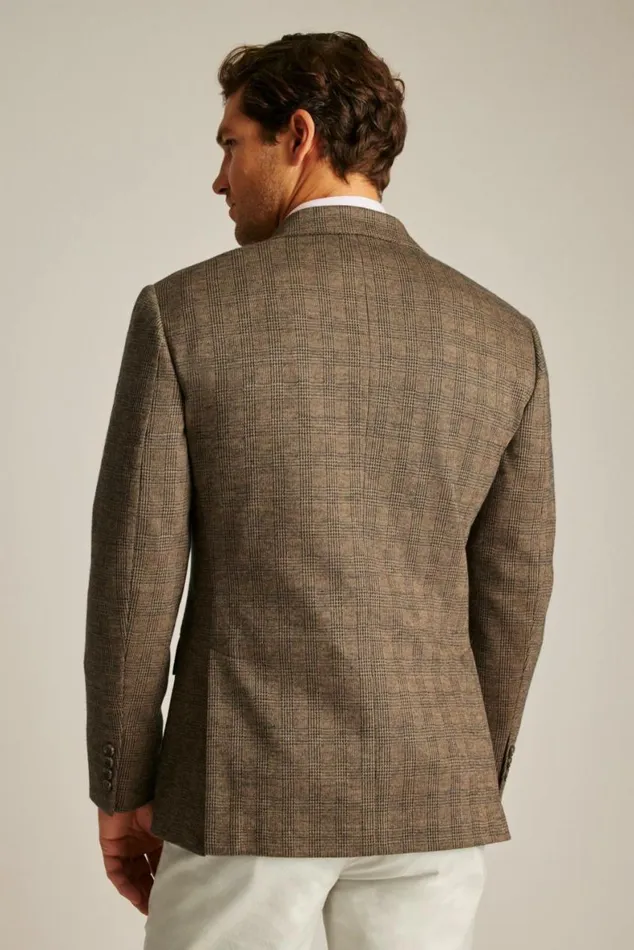 Men Jetsetter Knit Blazer Brown Glen Plaid Bonobos Blazers and Sport Coats