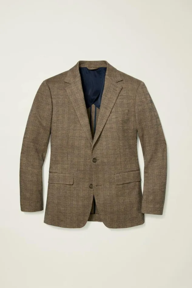 Men Jetsetter Knit Blazer Brown Glen Plaid Bonobos Blazers and Sport Coats