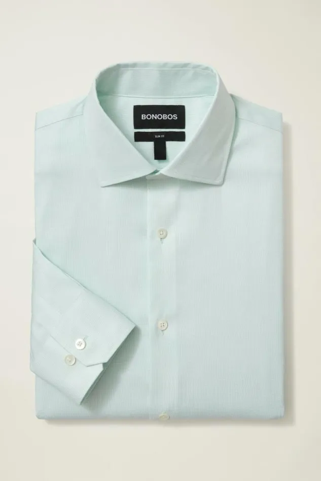 Men Jetsetter Stretch Dress Shirt Aqua Micro Houndstooth Bonobos Business Casual Shirts