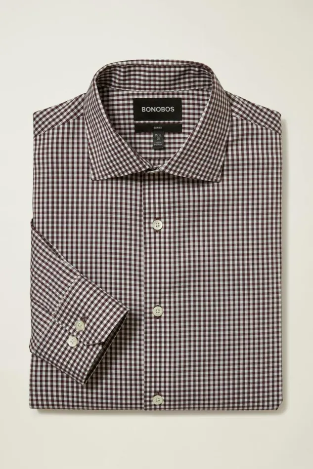 Men Jetsetter Stretch Dress Shirt Burgundy Check Bonobos Business Casual Shirts