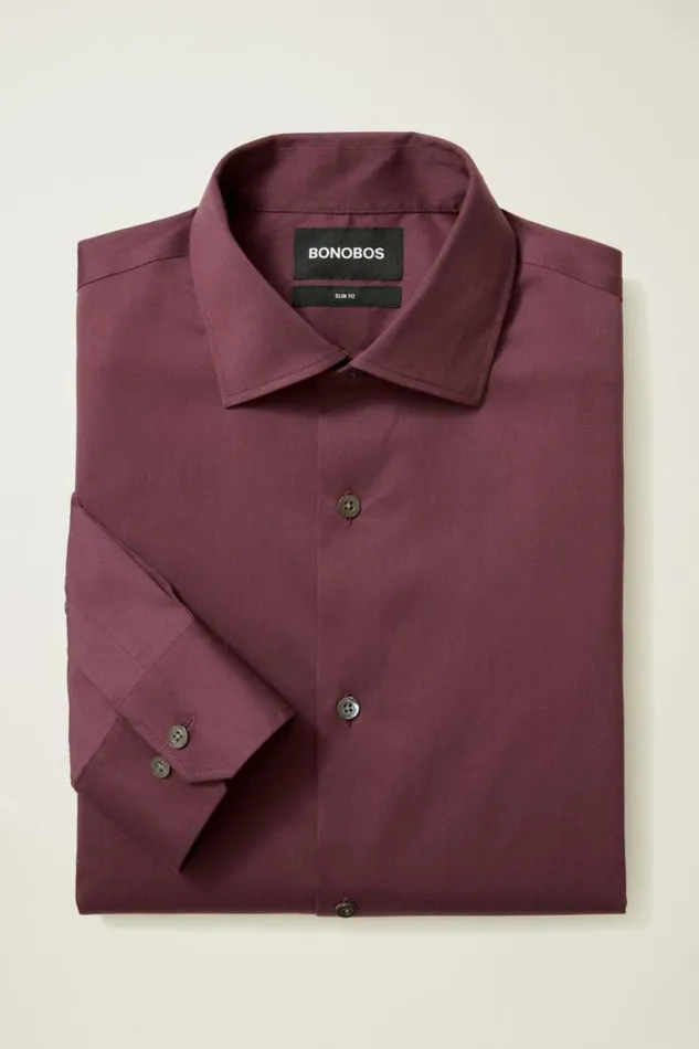 Men Jetsetter Stretch Dress Shirt Burgundy Harley Herringbone Bonobos Business Casual Shirts