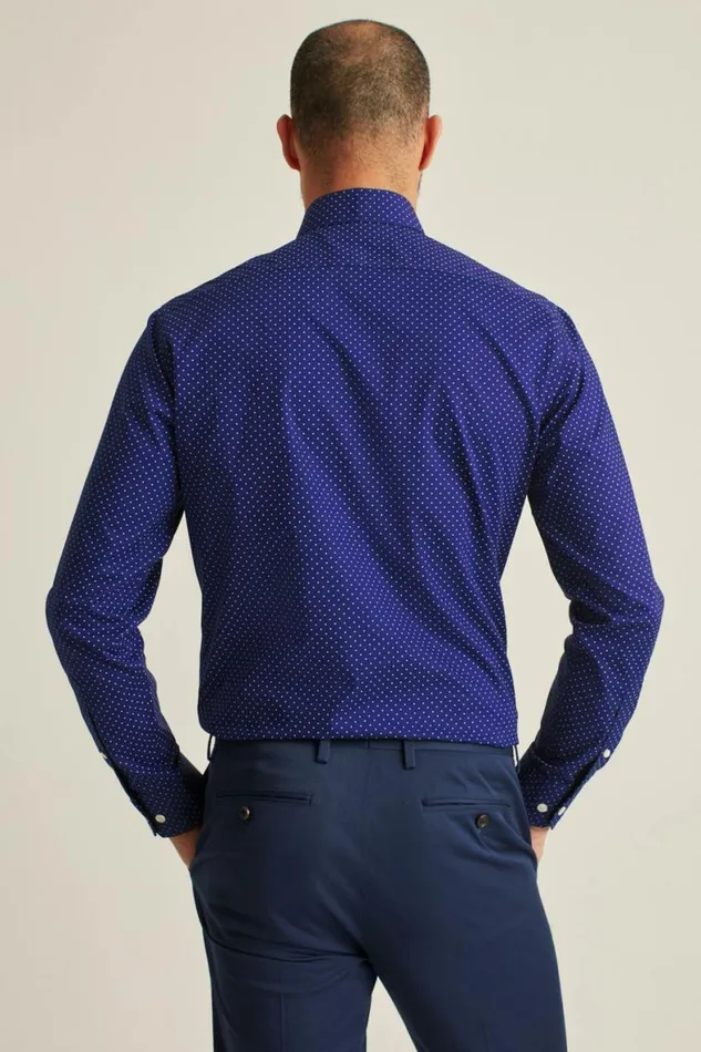 Men Jetsetter Stretch Dress Shirt Navy Purple Dot Bonobos Business Casual Shirts
