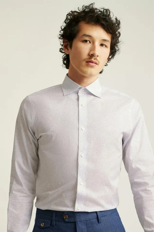 Men Jetsetter Stretch Dress Shirt Violet Bordeta Floral Bonobos Business Casual Shirts