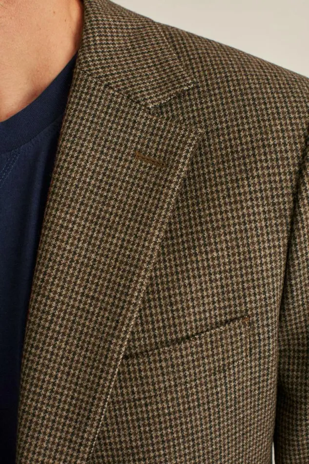 Men Jetsetter Unconstructed Italian Wool Blazer Brown Houndstooth Bonobos Blazers and Sport Coats