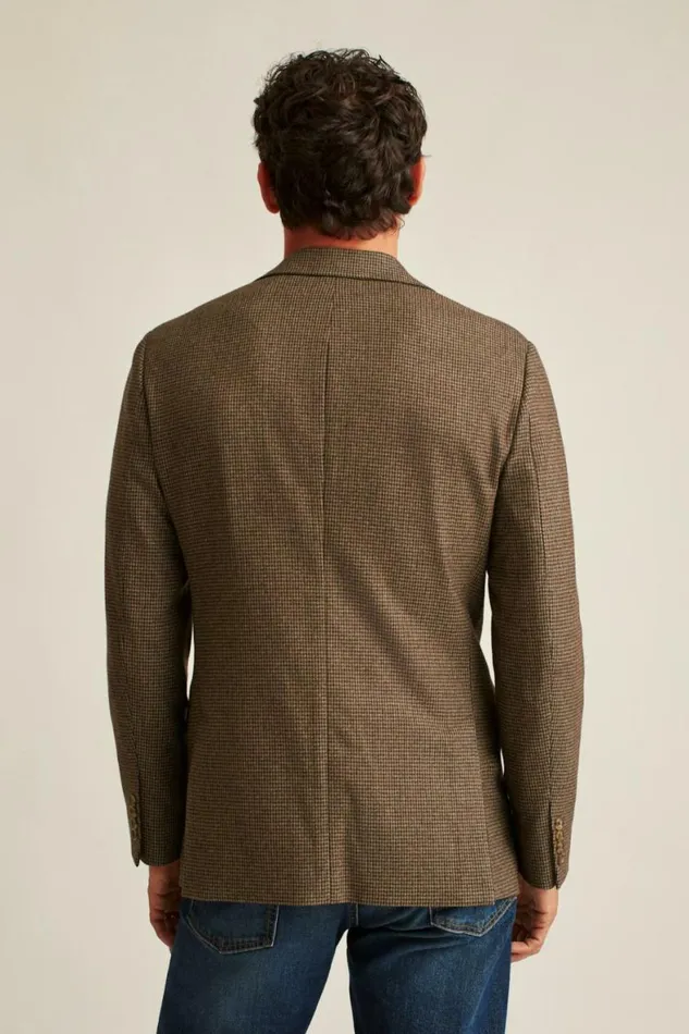 Men Jetsetter Unconstructed Italian Wool Blazer Brown Houndstooth Bonobos Blazers and Sport Coats