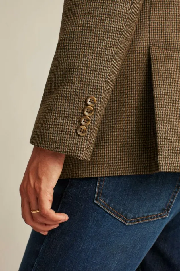 Men Jetsetter Unconstructed Italian Wool Blazer Brown Houndstooth Bonobos Blazers and Sport Coats