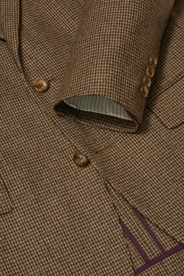 Men Jetsetter Unconstructed Italian Wool Blazer Brown Houndstooth Bonobos Blazers and Sport Coats