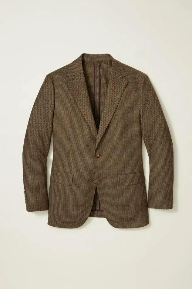 Men Jetsetter Unconstructed Italian Wool Blazer Brown Houndstooth Bonobos Blazers and Sport Coats