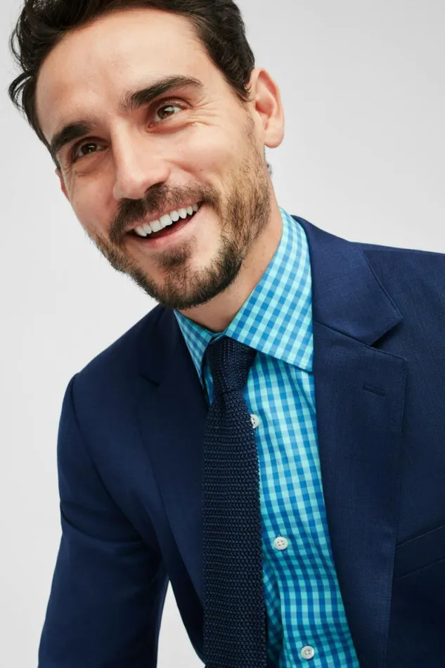 Men Jetsetter Wool Blazer Navy Texture Bonobos Blazers and Sport Coats
