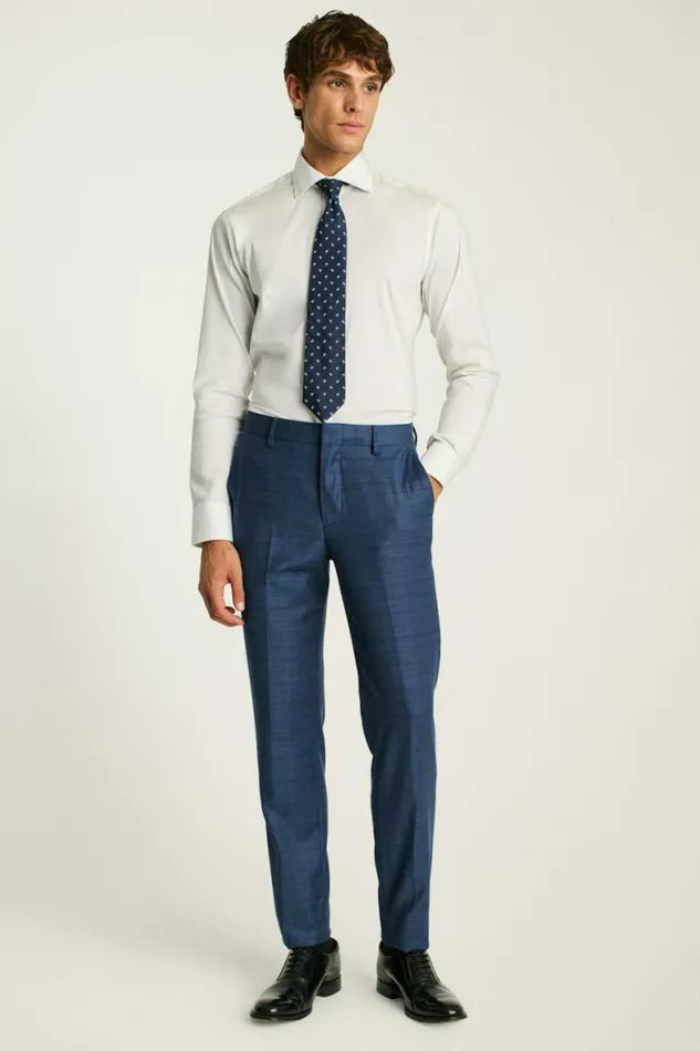 Men Jetsetter Wool Dress Pant Mid Blue Glen Plaid Bonobos Dress Pants