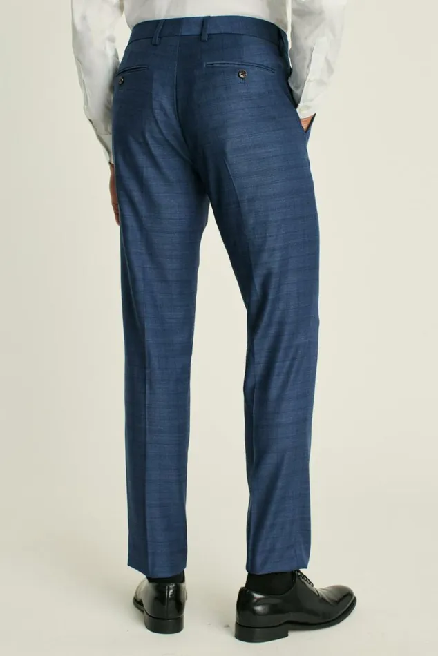 Men Jetsetter Wool Dress Pant Mid Blue Glen Plaid Bonobos Dress Pants