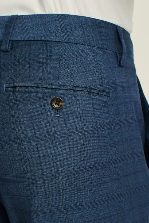 Men Jetsetter Wool Dress Pant Mid Blue Glen Plaid Bonobos Dress Pants