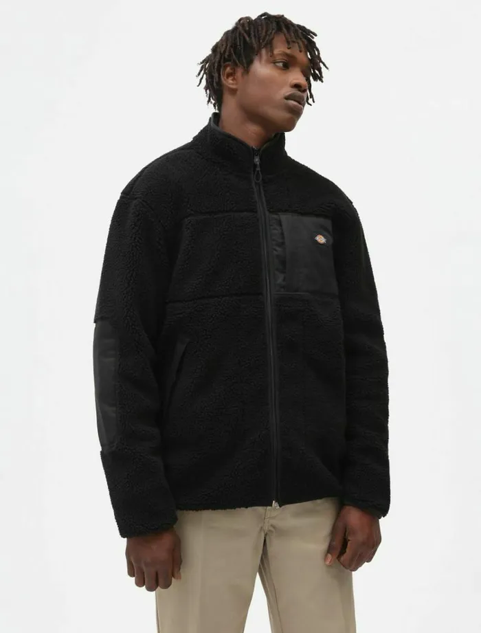 Men Jumpers and Sweatshirts Dickies Red Chute Sherpa Fleece Black