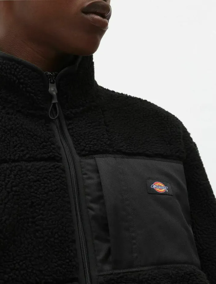 Men Jumpers and Sweatshirts Dickies Red Chute Sherpa Fleece Black