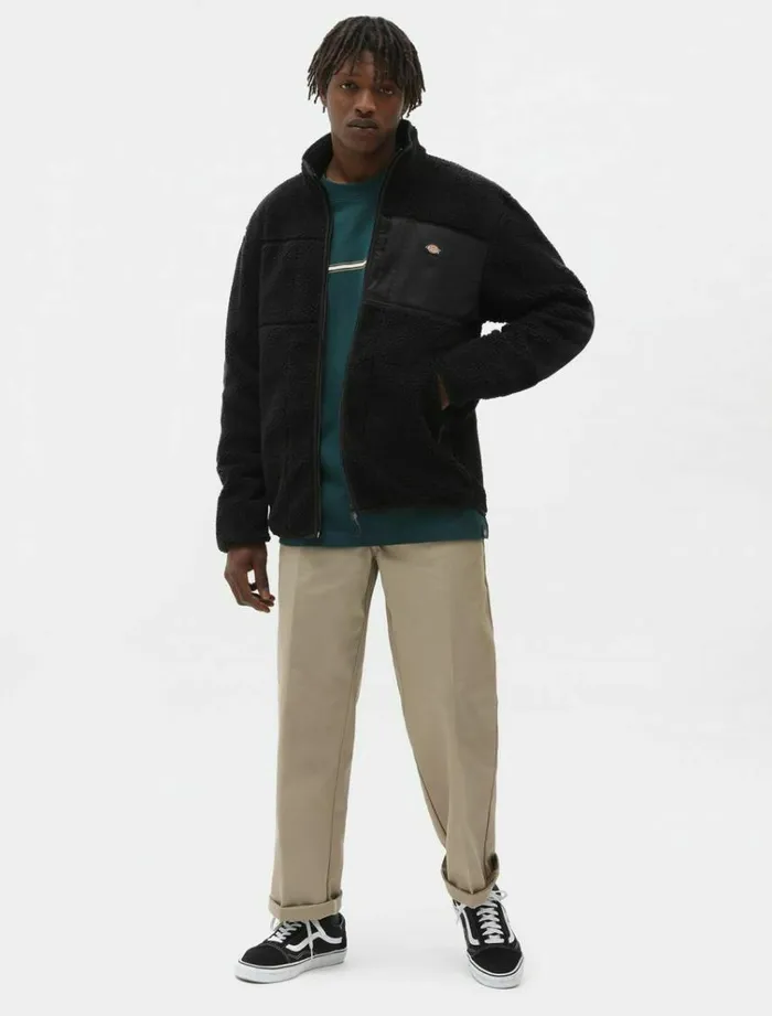 Men Jumpers and Sweatshirts Dickies Red Chute Sherpa Fleece Black