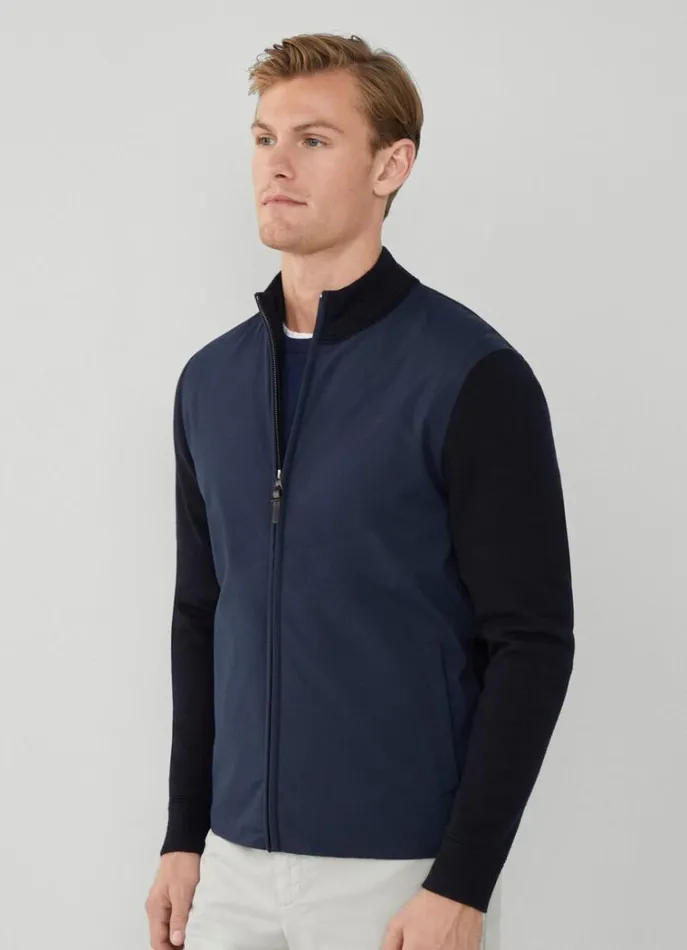 Men Knitwear Hackett London Bomber Jacket Navy
