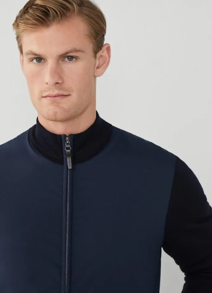 Men Knitwear Hackett London Bomber Jacket Navy